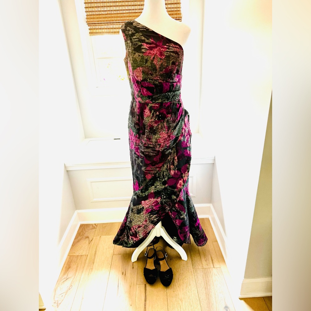 Rickie Freeman for Teri Jon Floral One-Shoulder Evening Dress - Picture 2 of 16